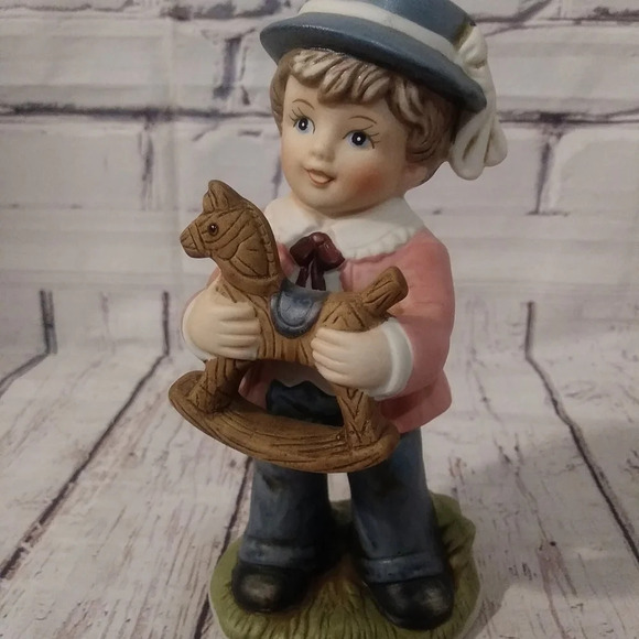 Vintage Homco Home Interior 1419 Boy with Rocking Horse - Picture 1 of 8